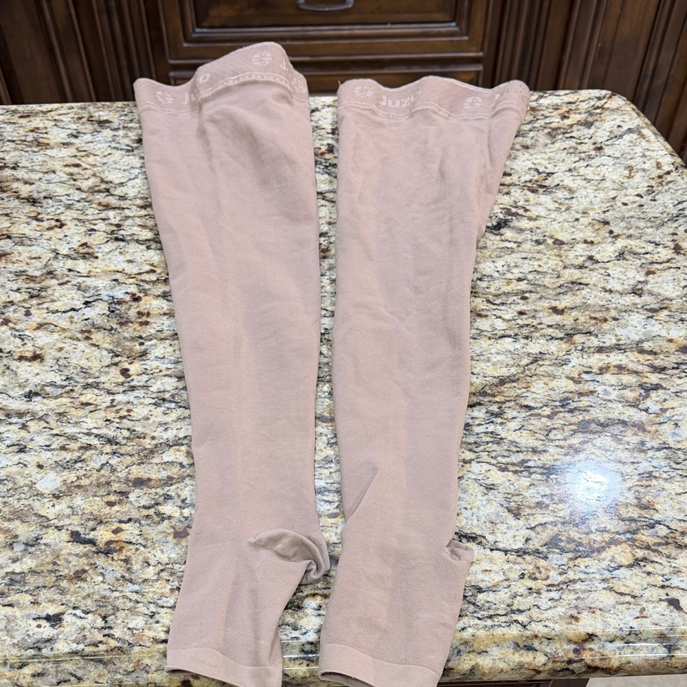Juzo Beige Thigh High Toeless Compression Socks